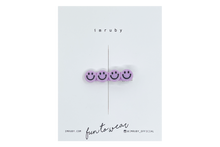 Load image into Gallery viewer, Hi! I&#39;m&nbsp;ALICE, a&nbsp;lilac smiley clip.

Hold back bangs, clip back hair, or simply use for stylistic purposes by adding some flair to your hair. Mix-and-match, and layer these hair clips or wear on their own for a soft,&nbsp;seasonal look.